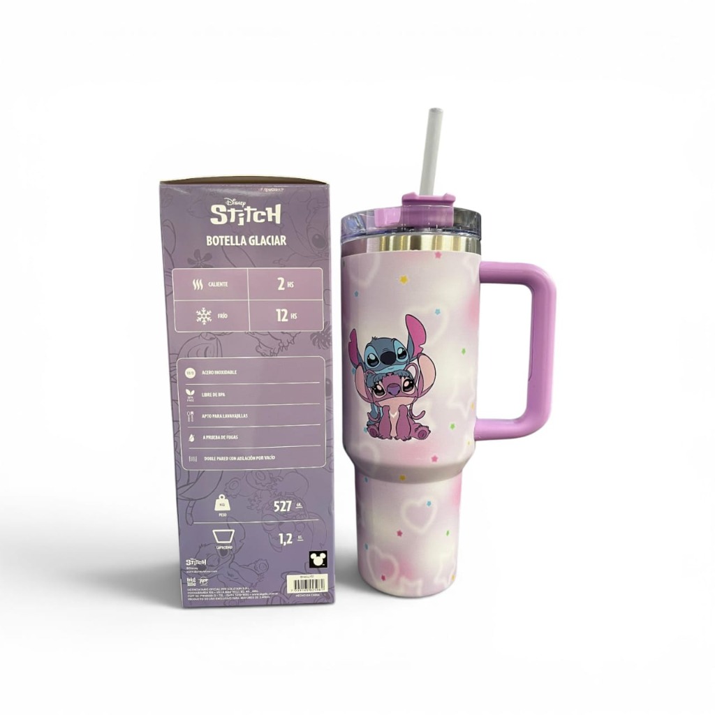 BOTELLA DE AGUA C/SORBETE 1200ml.GLACIAR STITCH